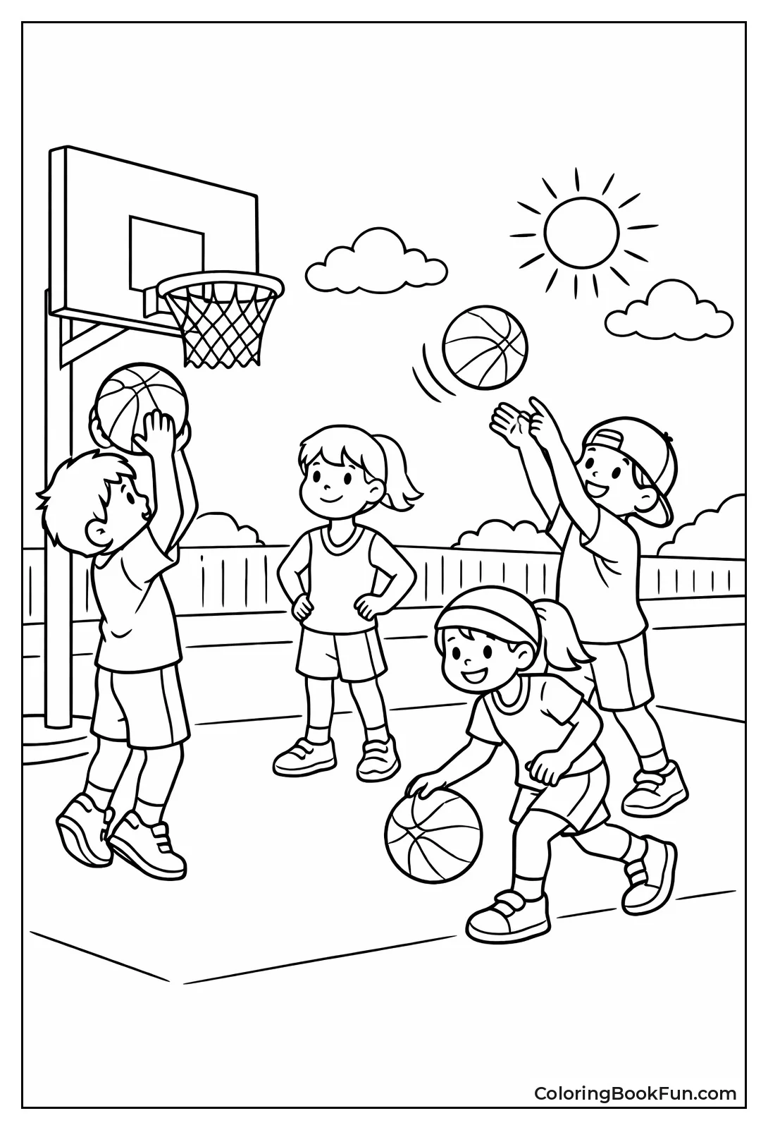 Kids Shoot Hoops Outdoors