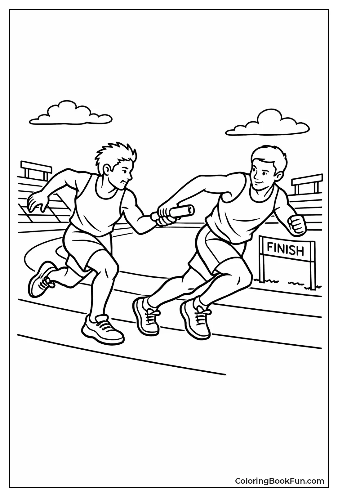 Runners Pass Baton in Relay