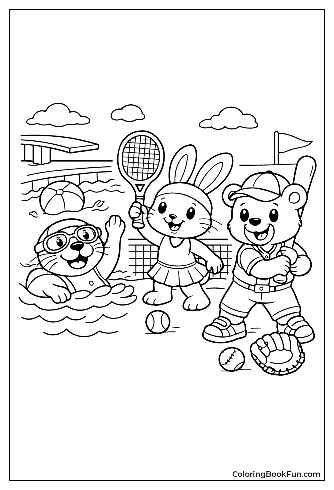 Animals Play Tennis and Swim