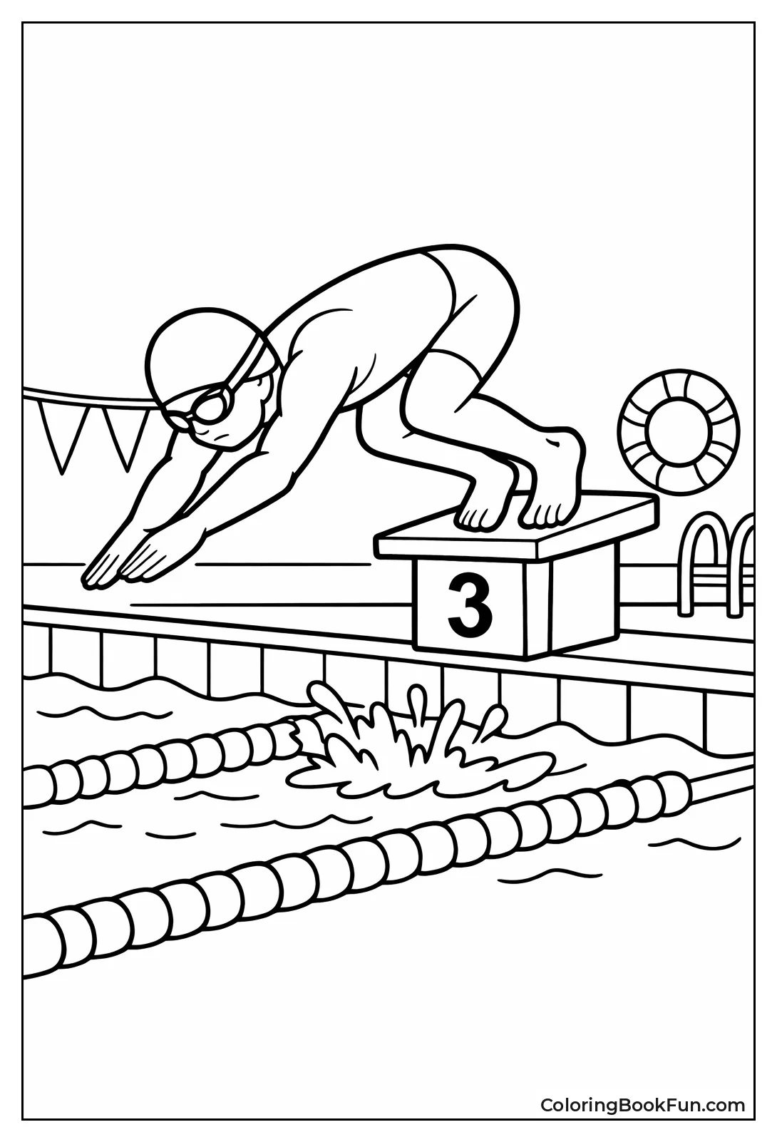 Swimmer Dives into Pool Lane