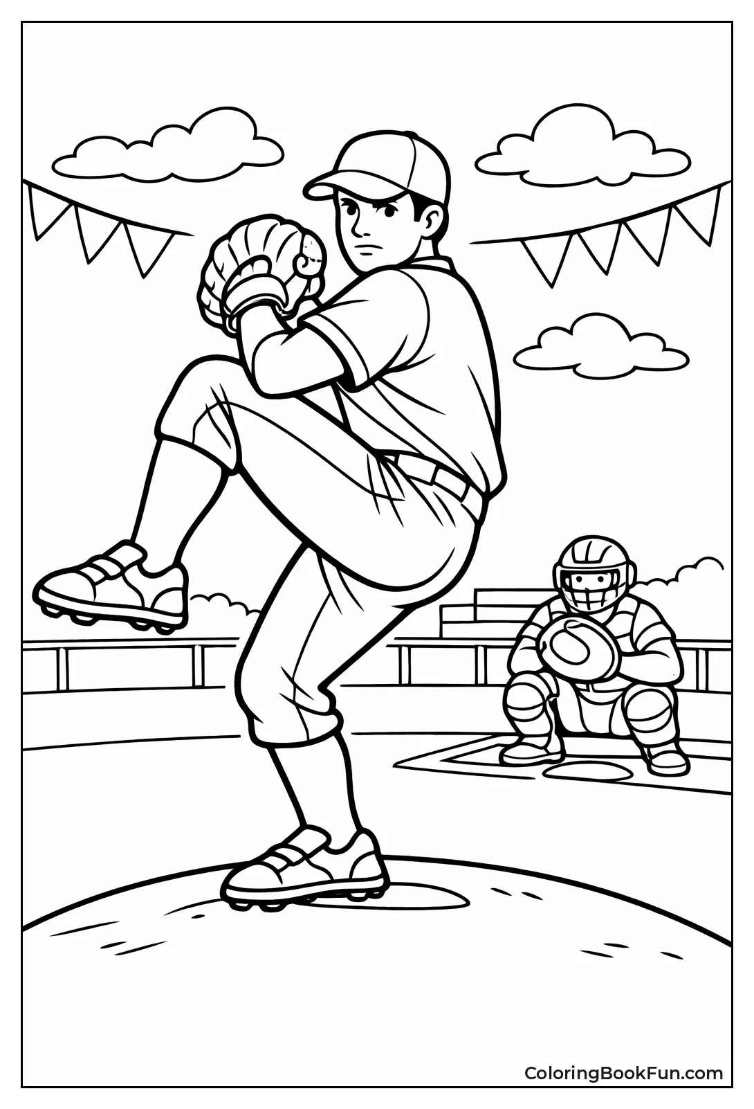 Baseball Pitcher Winds Up Throw