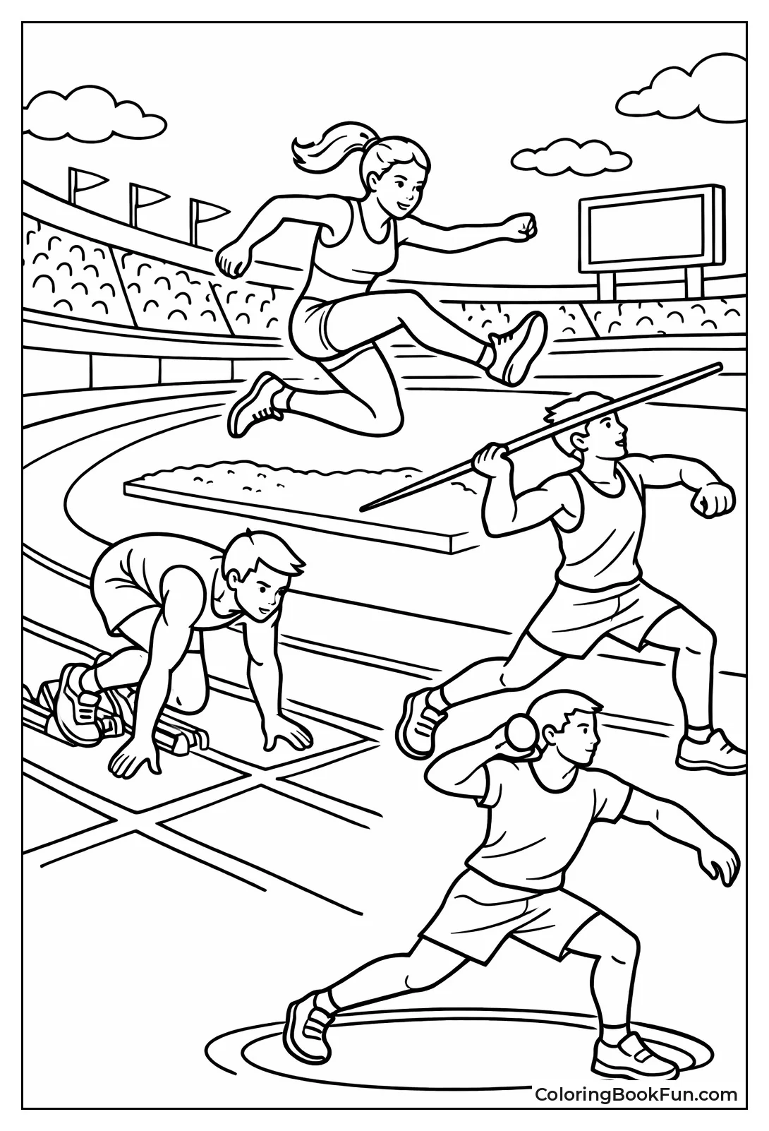 Track Athletes Jump and Throw