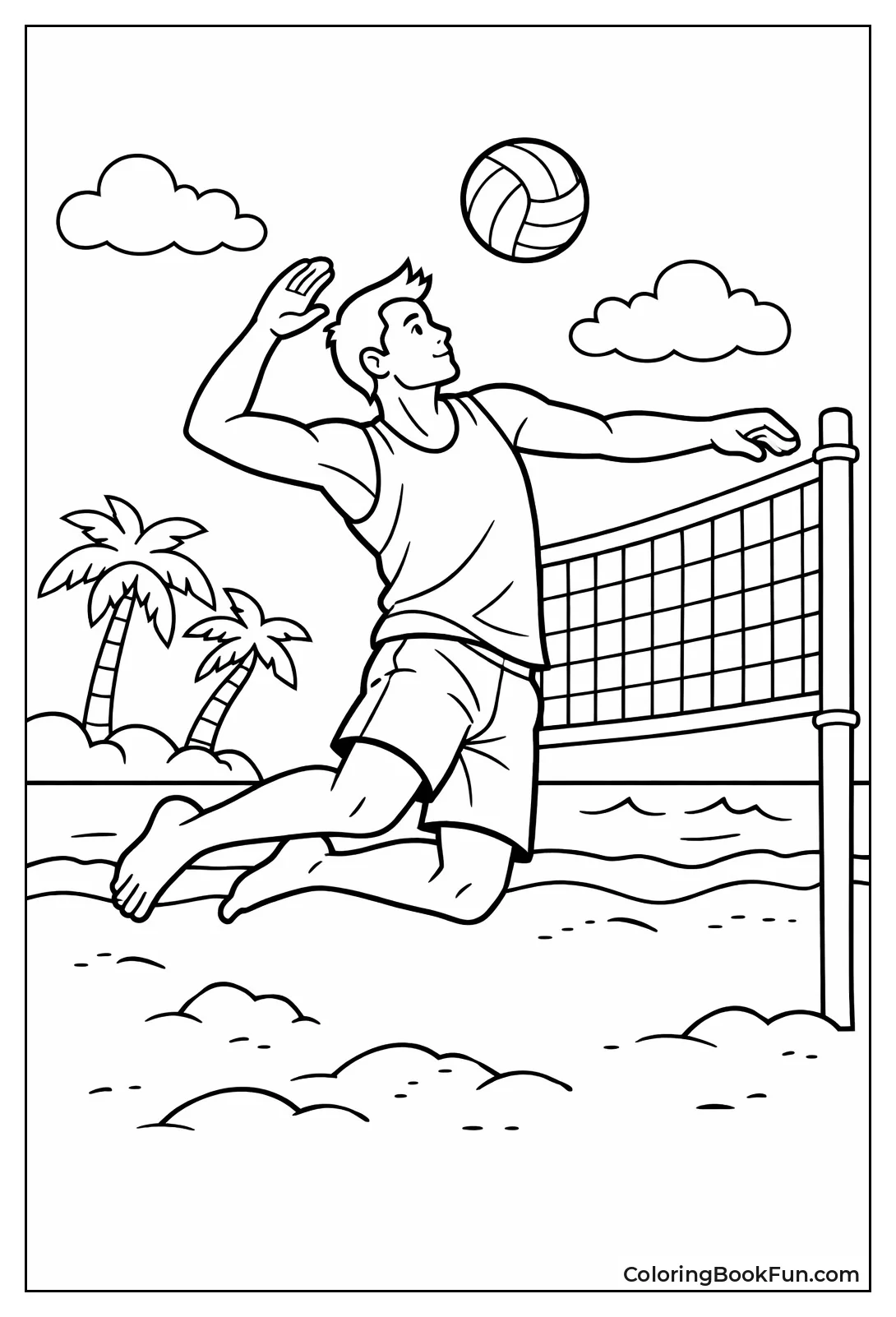 Volleyball Player Spikes on Beach