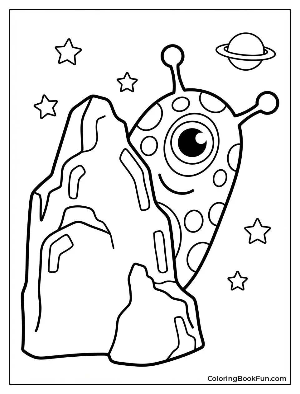 Spotted Alien Peeks Behind Rock