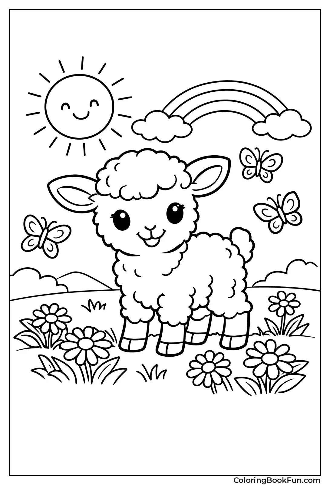 Baby Lamb with Daisies