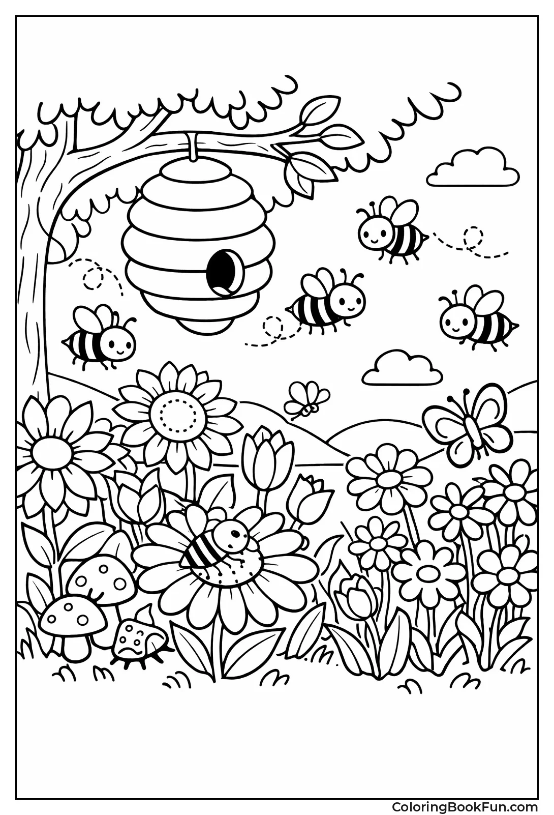 Bees Buzzing around Hive