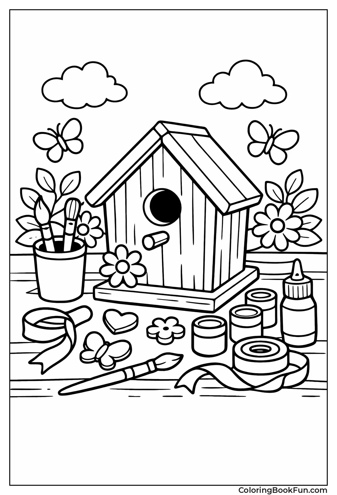 Decorating Wooden Birdhouse