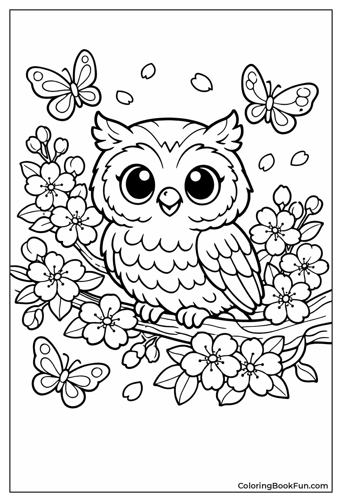 Owl with Cherry Blossoms