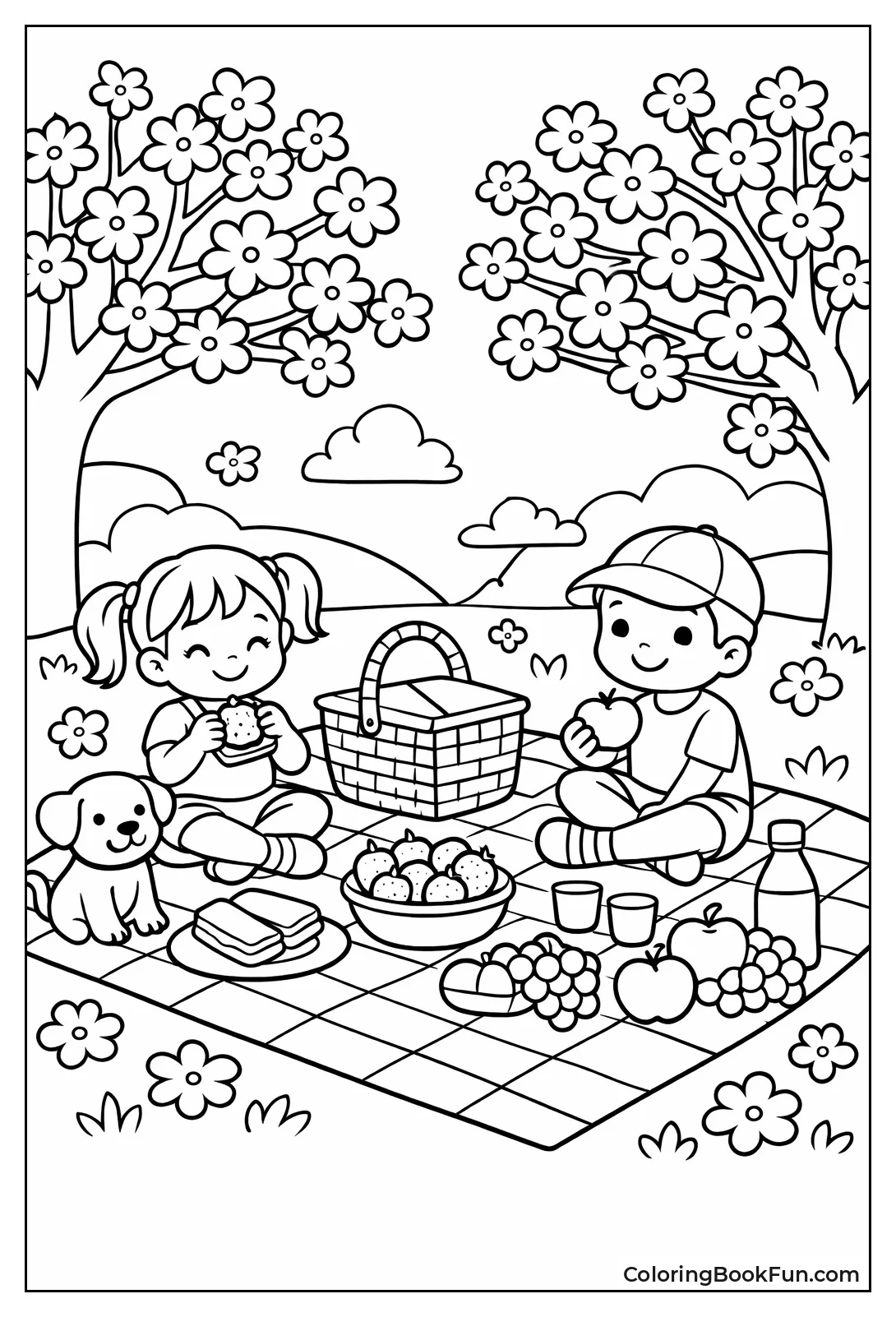 Picnic under Spring Blossom Trees
