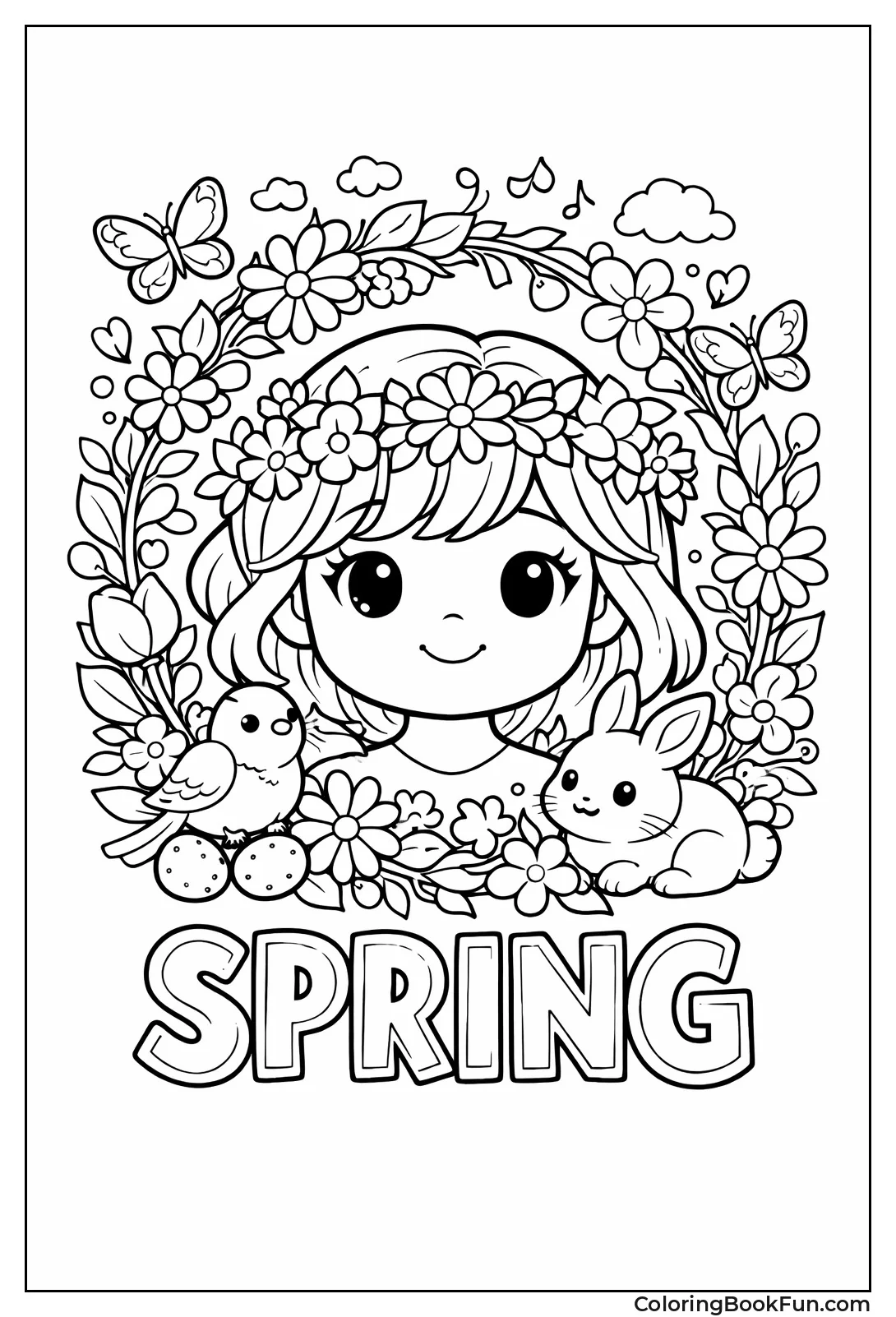 Face in Blossom Wreath