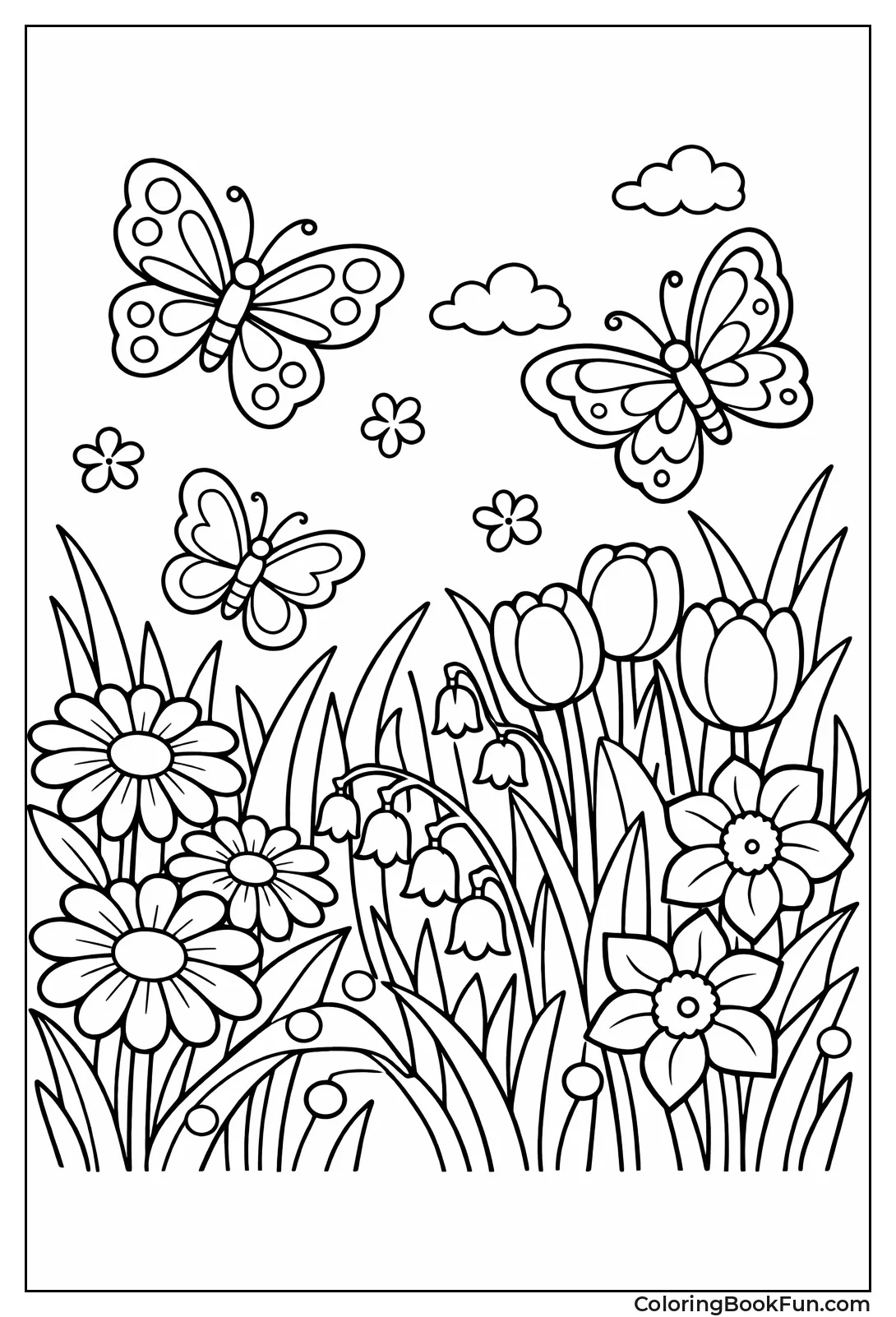 Butterflies in Vibrant Garden