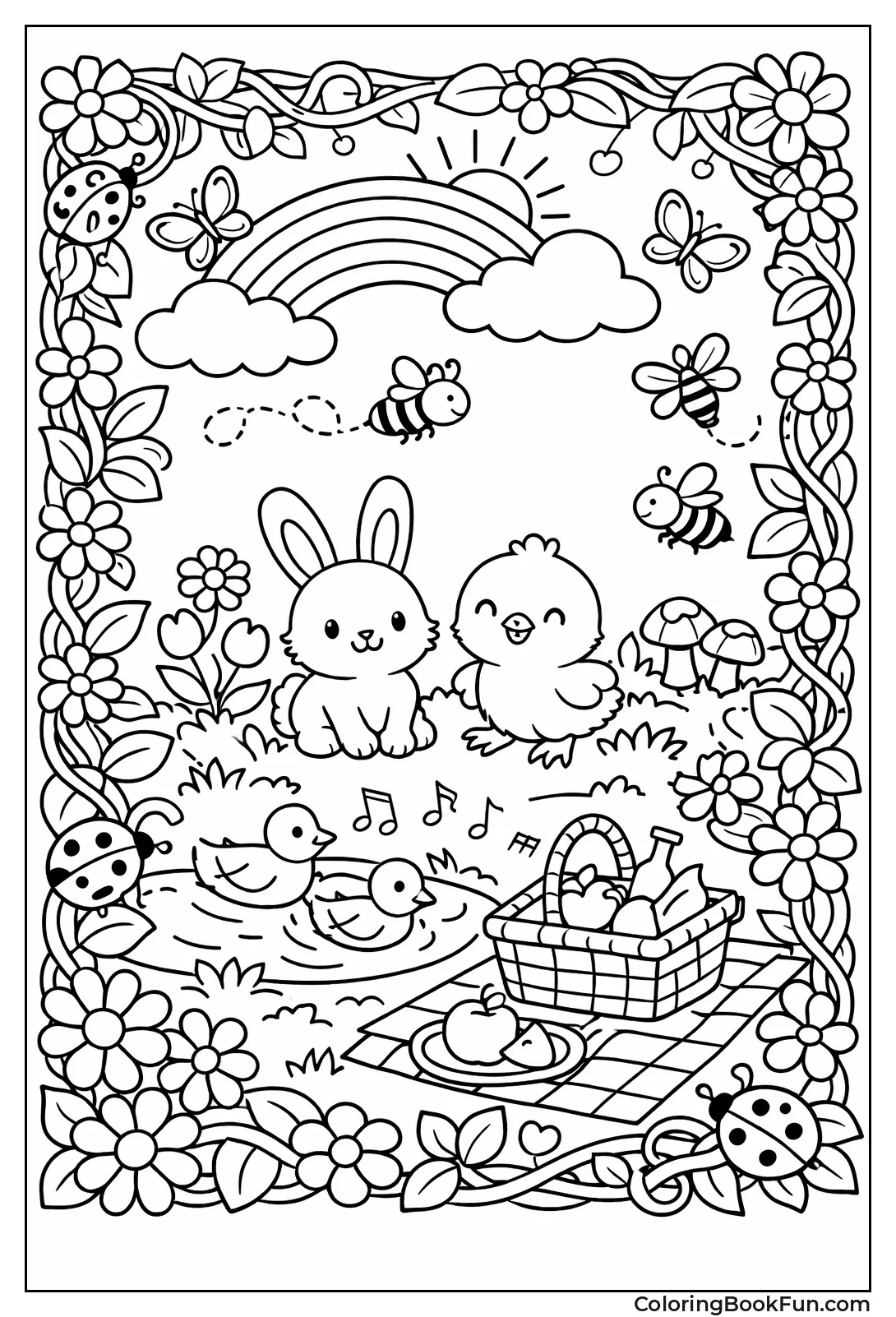 Floral Border with Butterflies