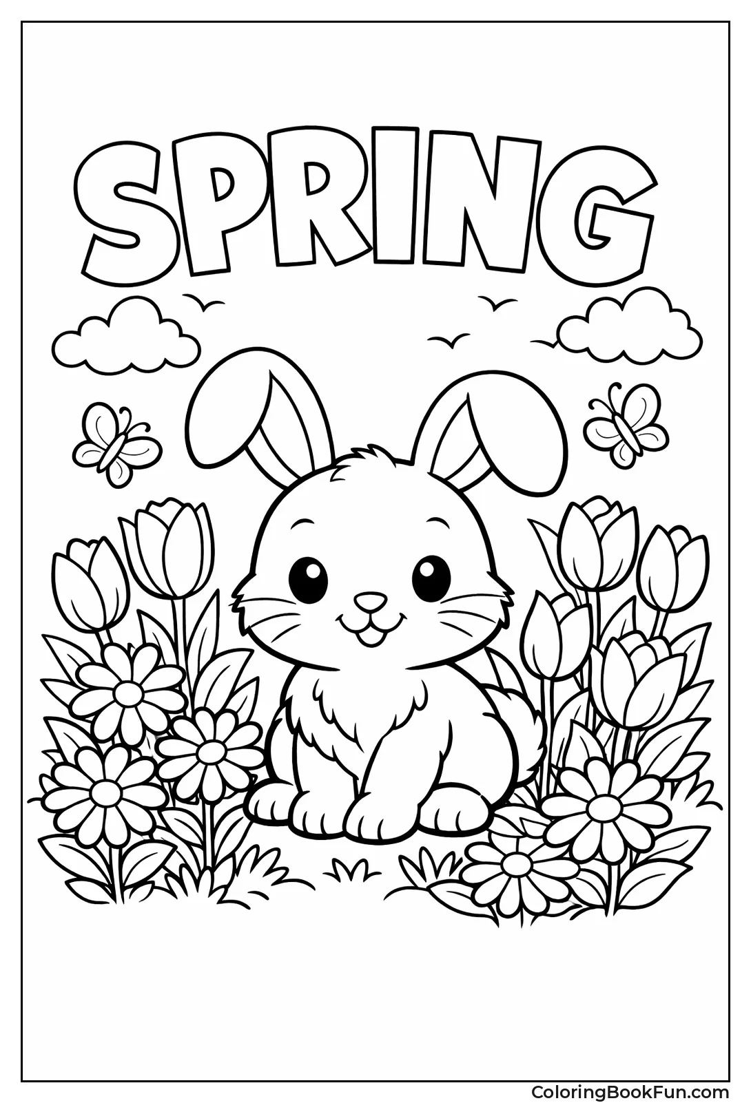 Bunny Surrounded by Flowers