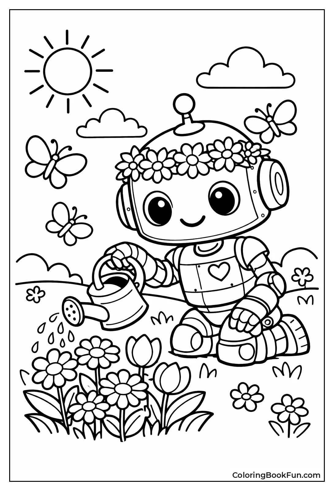 Robot Waters Spring Flowers