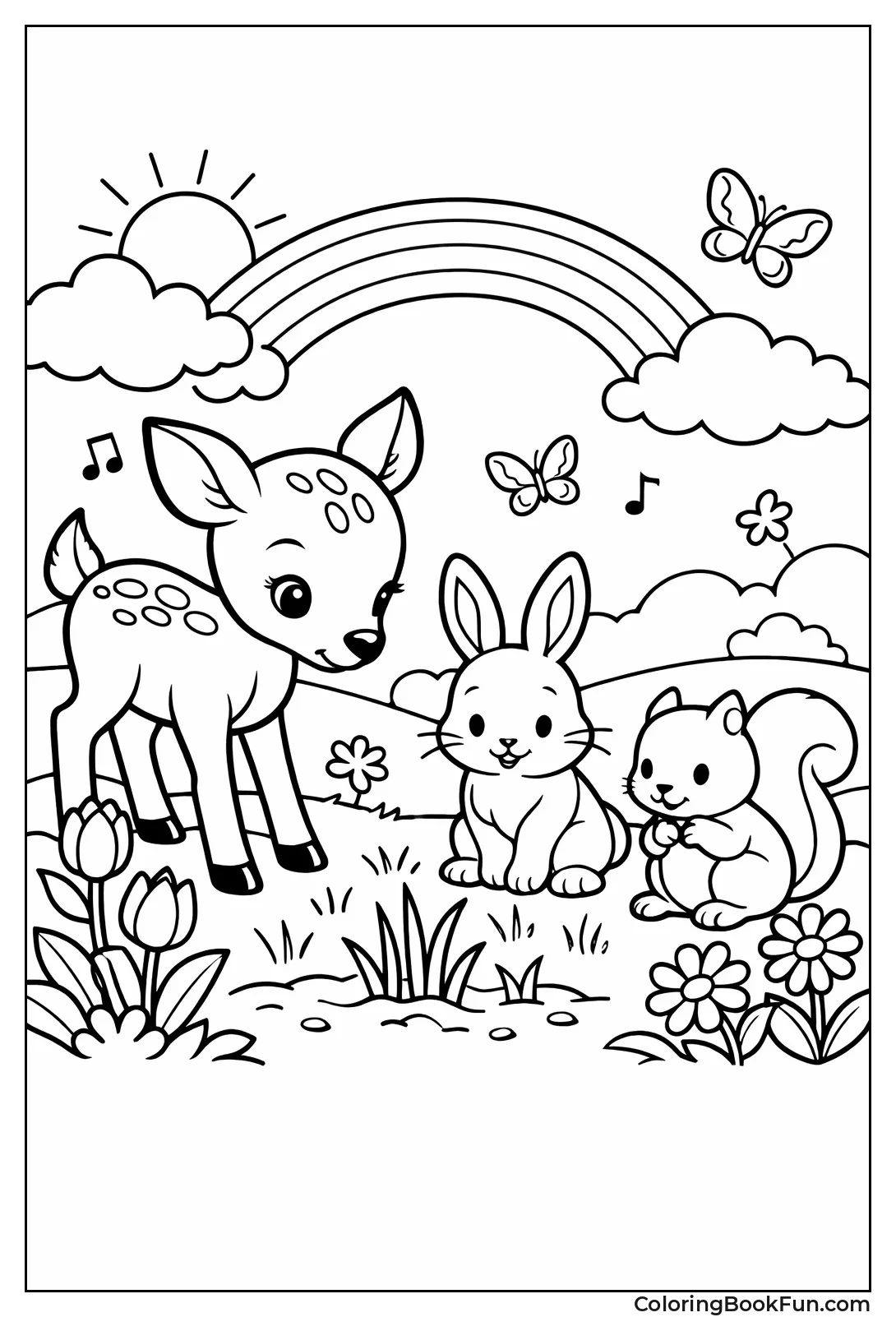 Fawn with Forest Friends