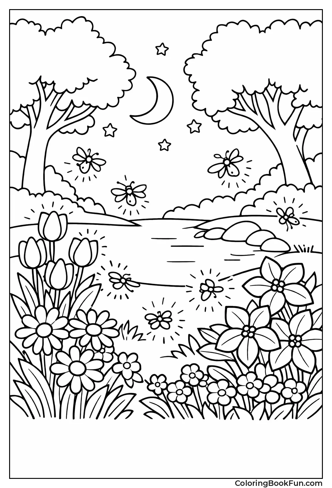 Garden Glowing at Sunset