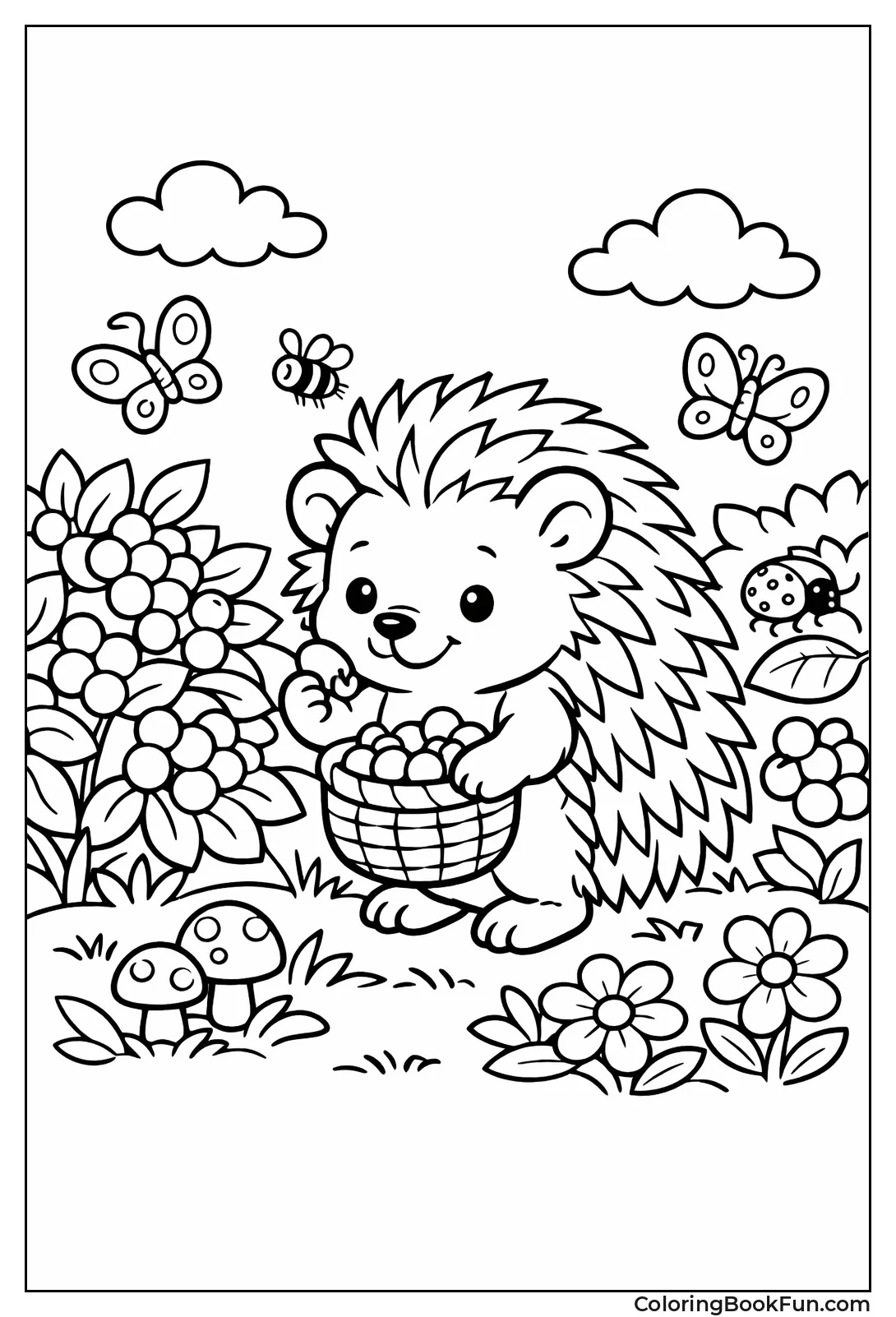 Hedgehog Picking Spring Berries