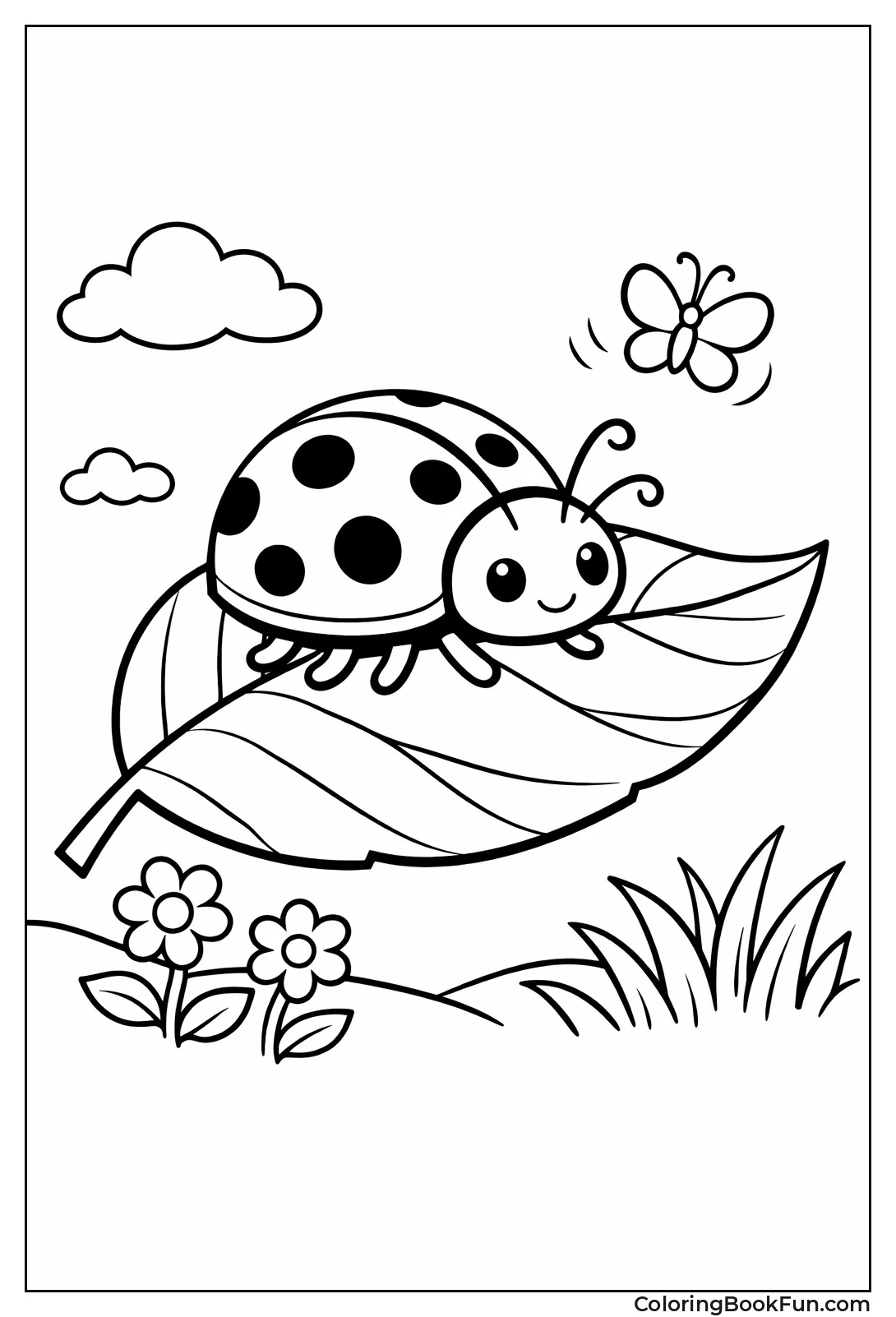 Ladybug on Green Leaf