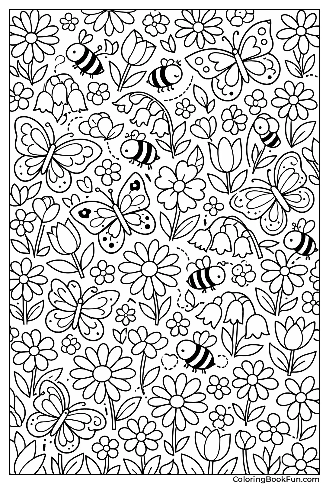 Wildflower Pattern with Bees