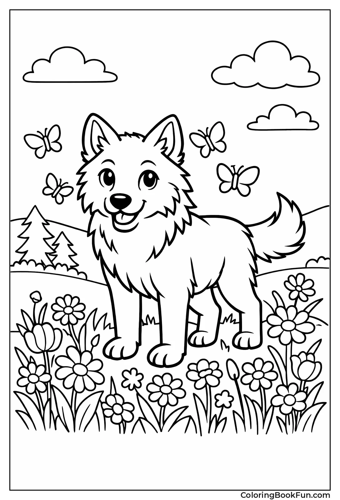 Wolf amid Wildflowers