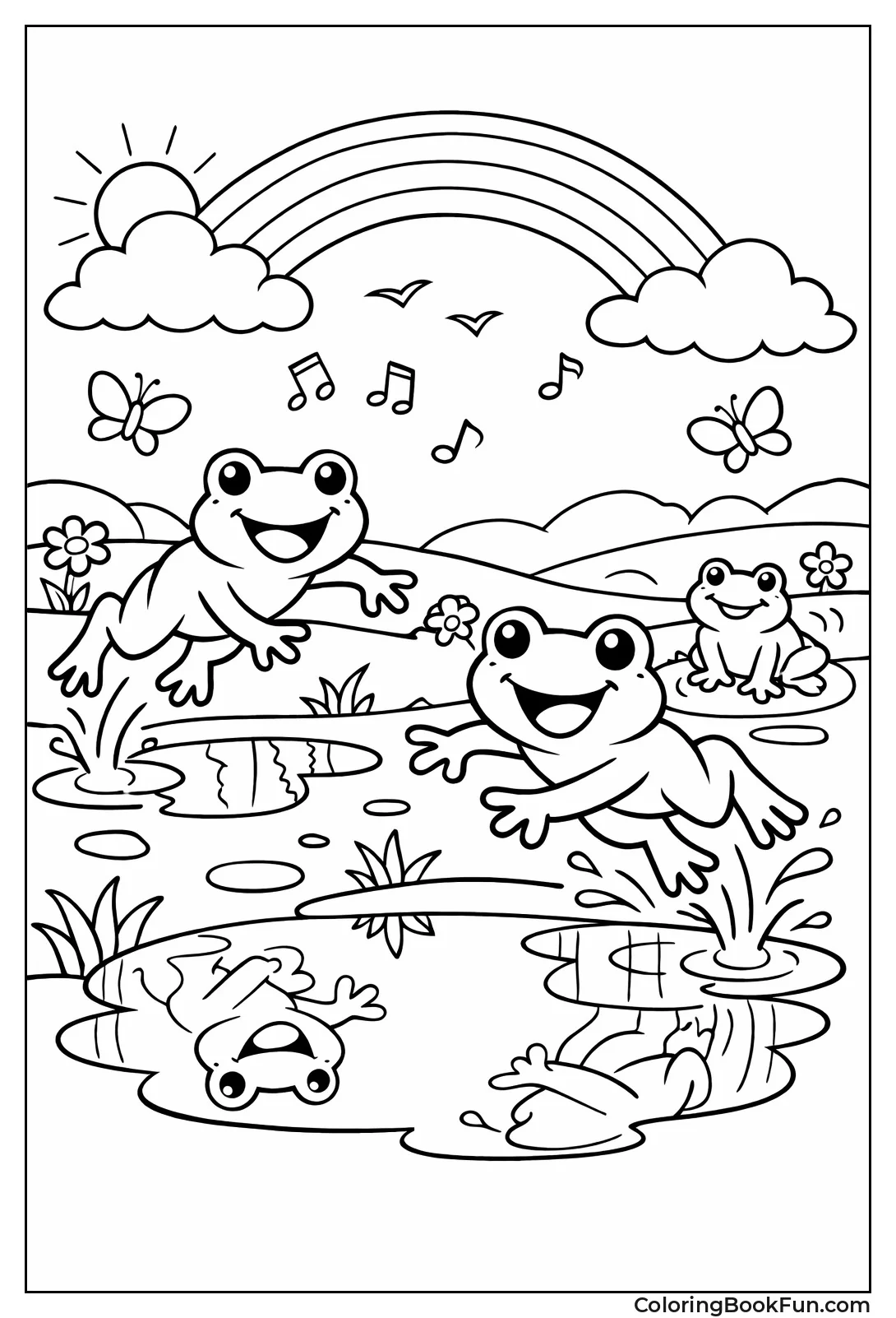 Frogs Jumping over Puddles
