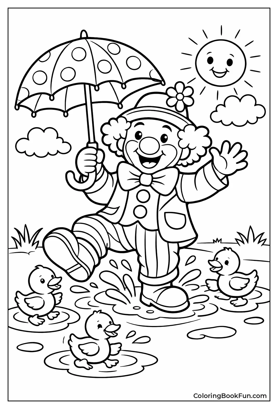 Clown Splashing in Puddles