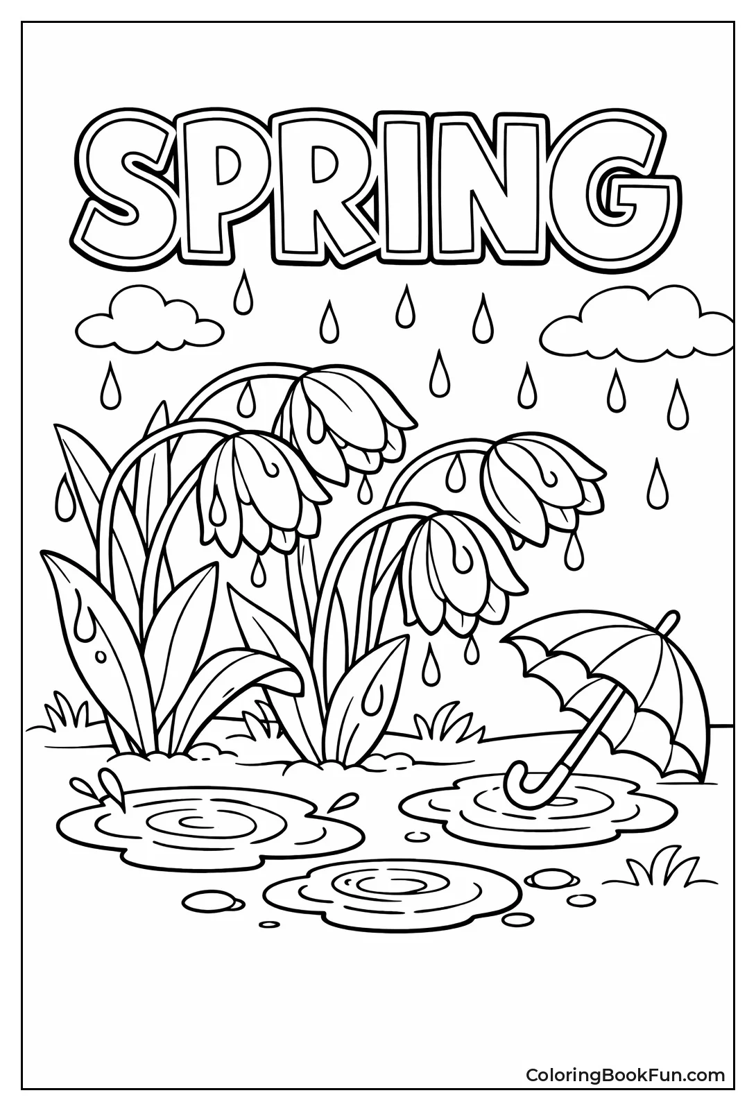 Rainy Tulips and Umbrella