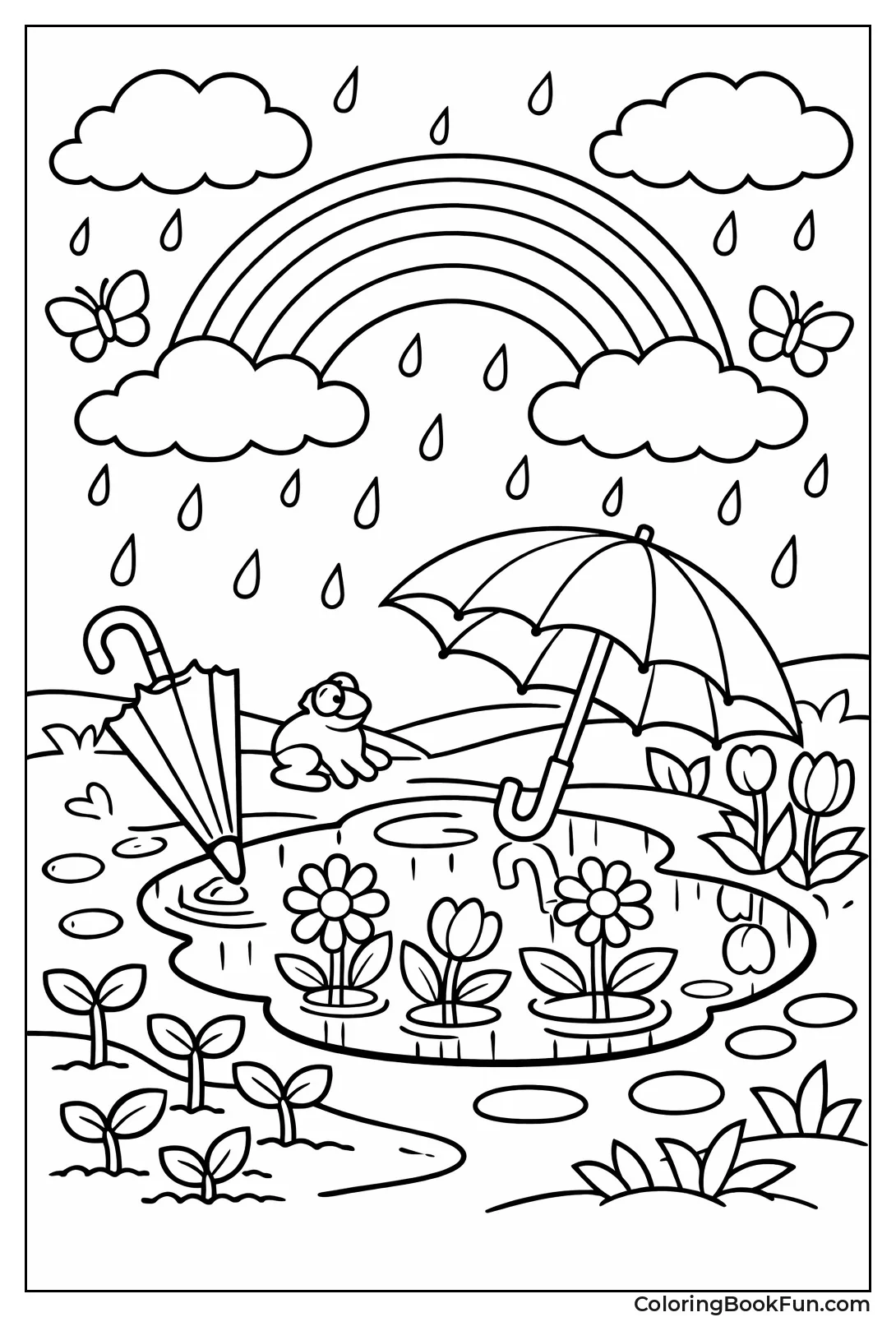 Spring Rain with Rainbows