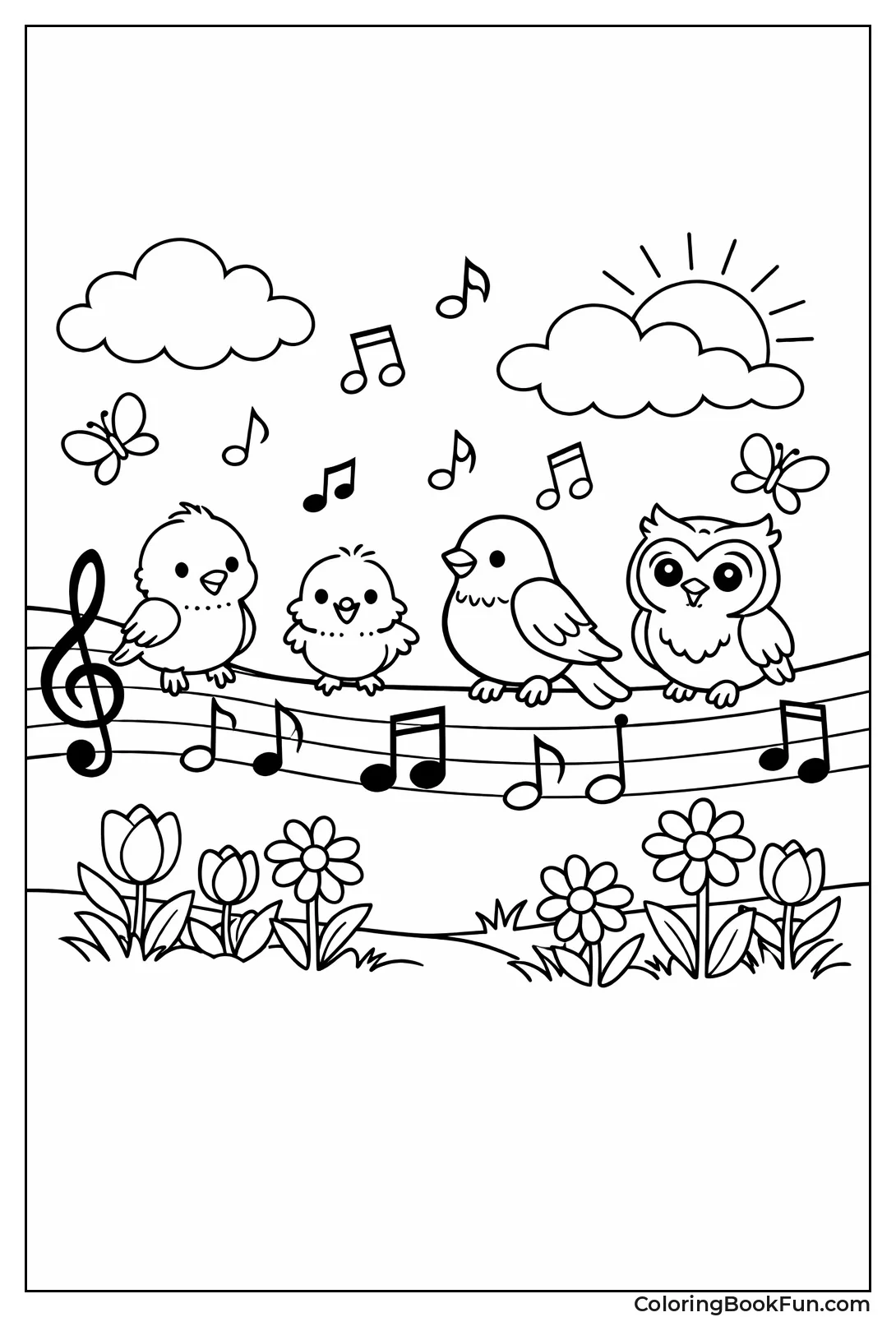 Birds on Musical Notes