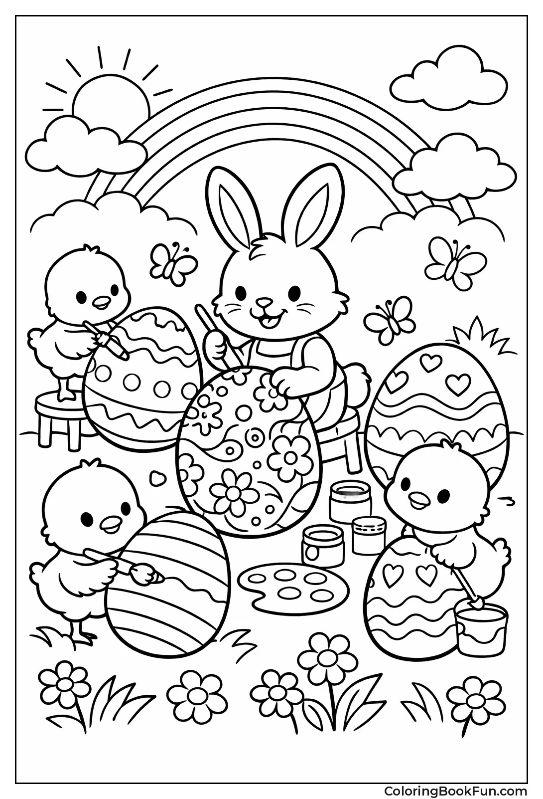 Easter Bunny Painting Eggs