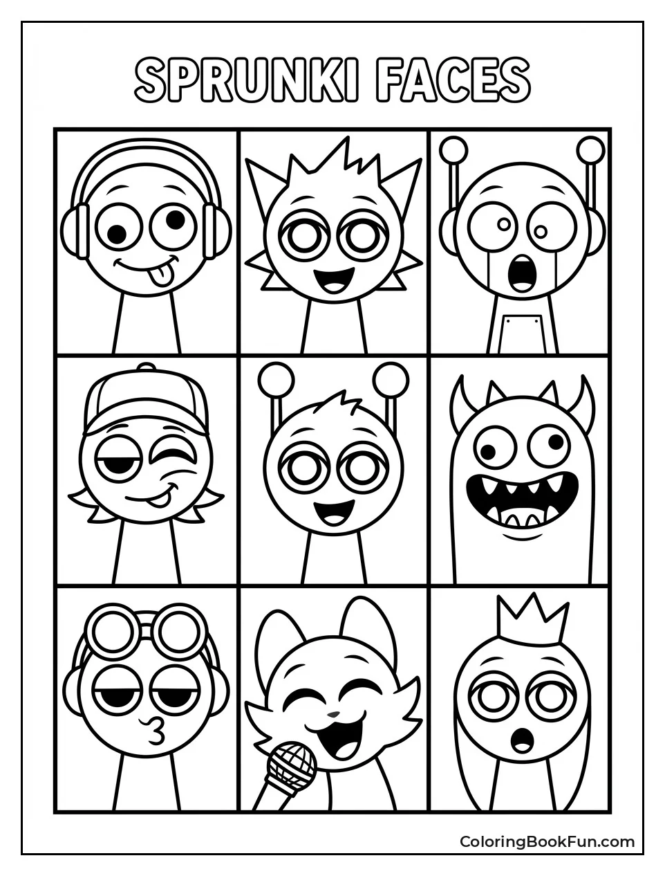 Funny Sprunki Faces Grid