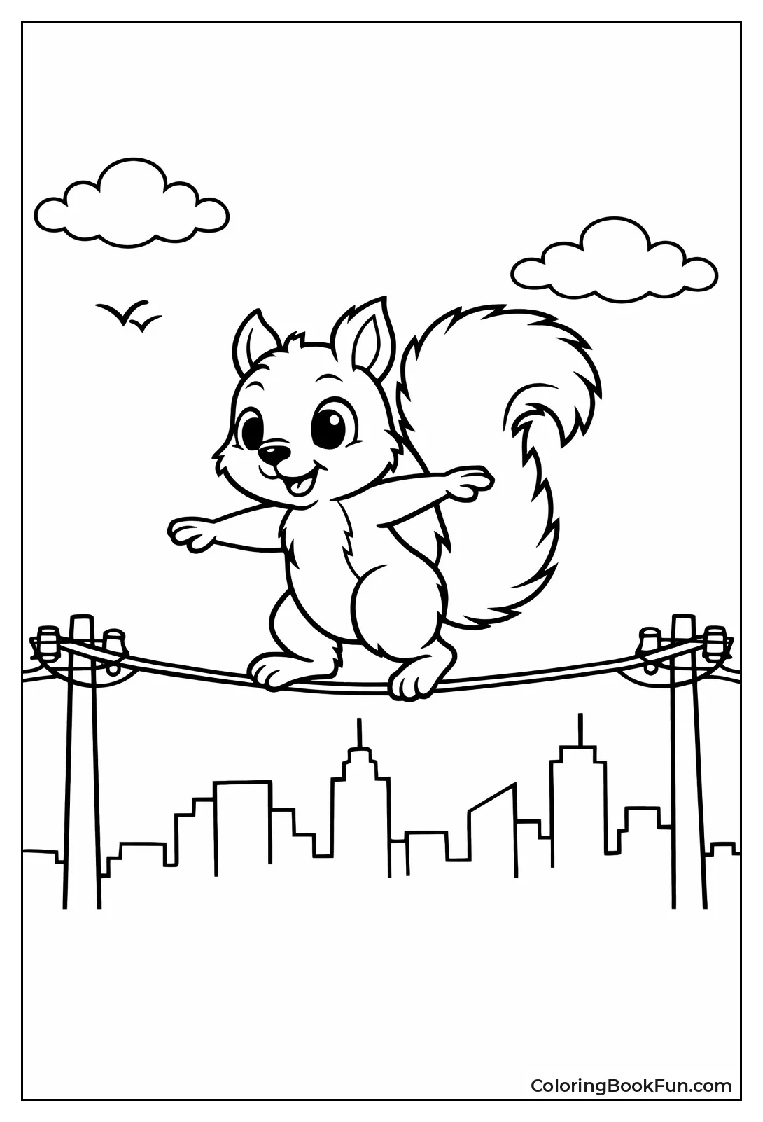 Squirrel Balancing on Wire