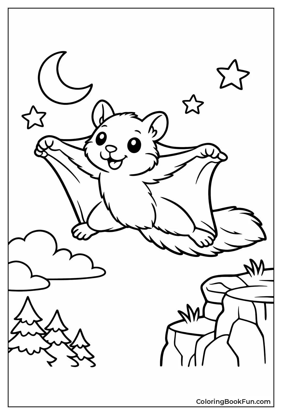 Flying Squirrel Gliding Night