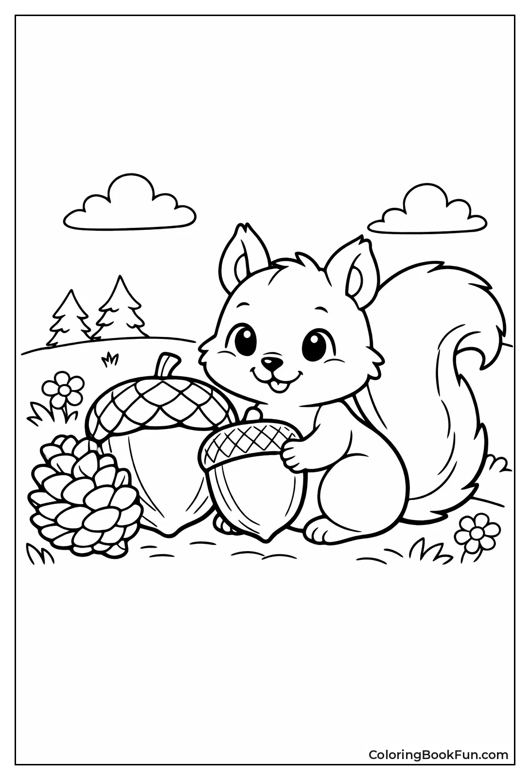 Squirrel beside Giant Acorn