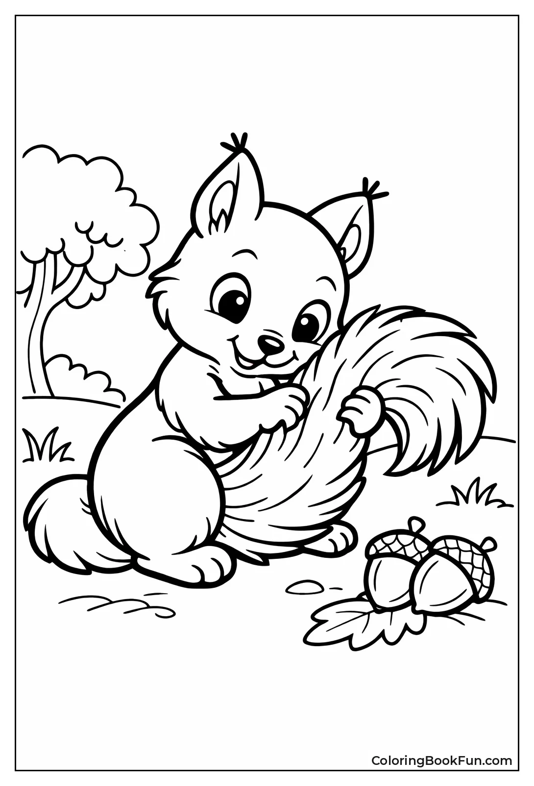 Squirrel Grooming its Tail