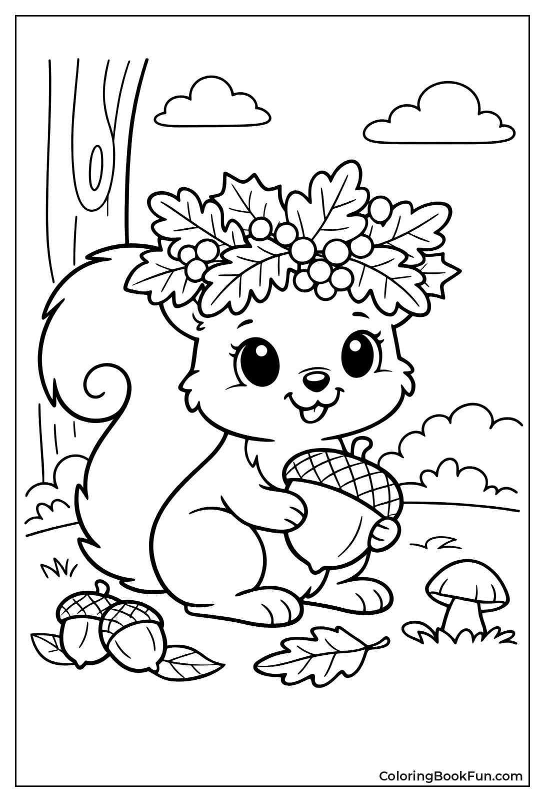 Squirrel Wearing Leaf Crown