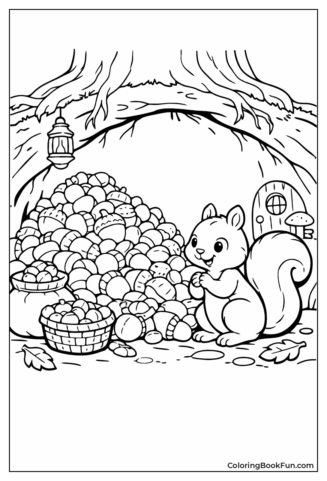 Squirrel Guarding Nut Cache