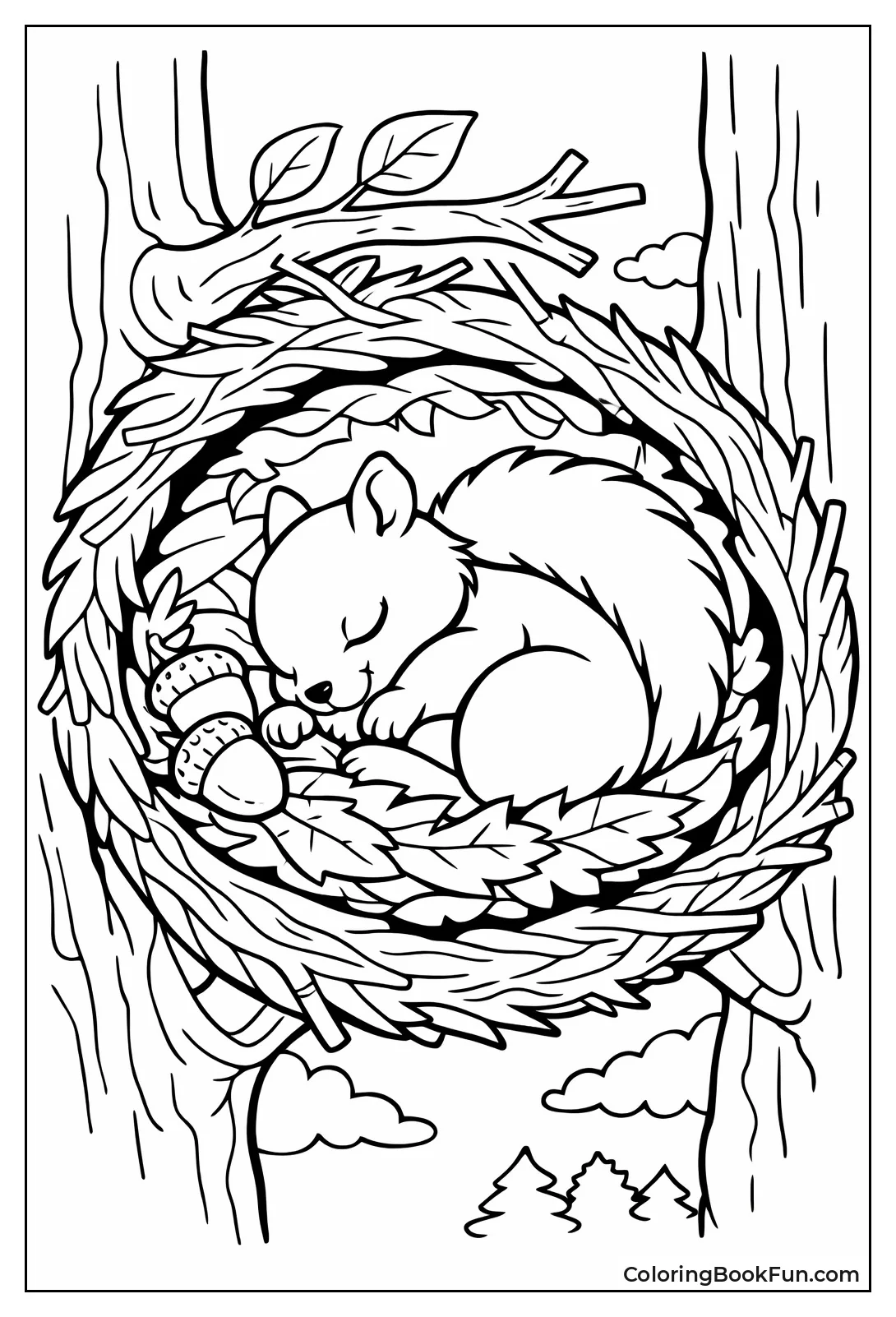 Squirrel in Winter Nest