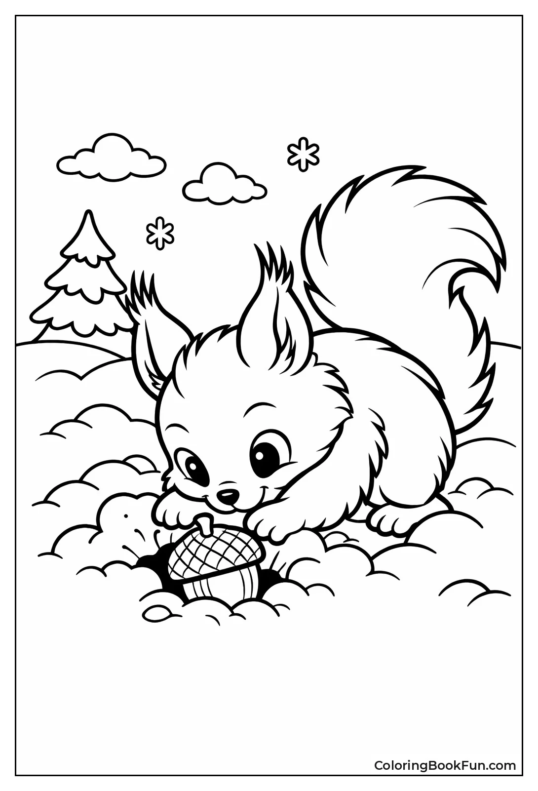 Squirrel Digging through Snow