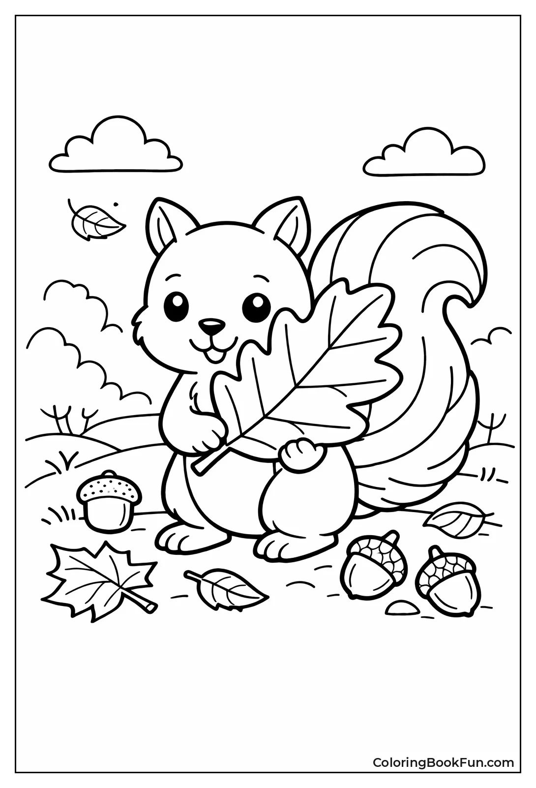 Squirrel Holding Big Leaf