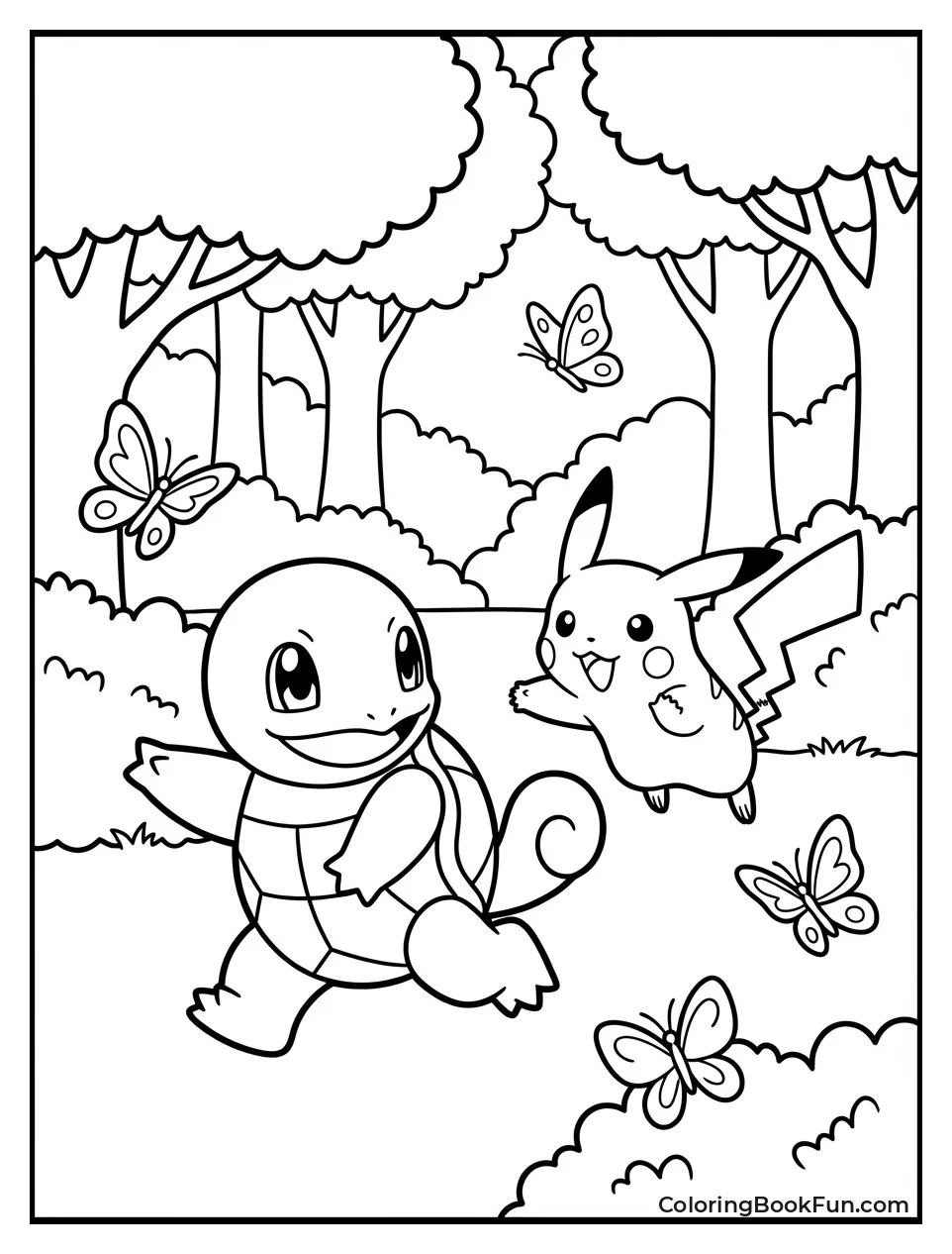 Squirtle Playing with Pikachu