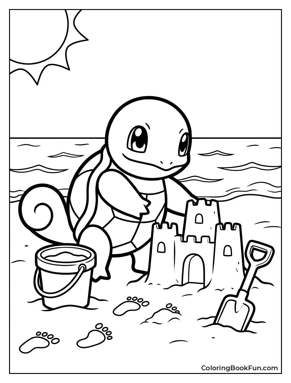 Squirtle Builds Sandcastle