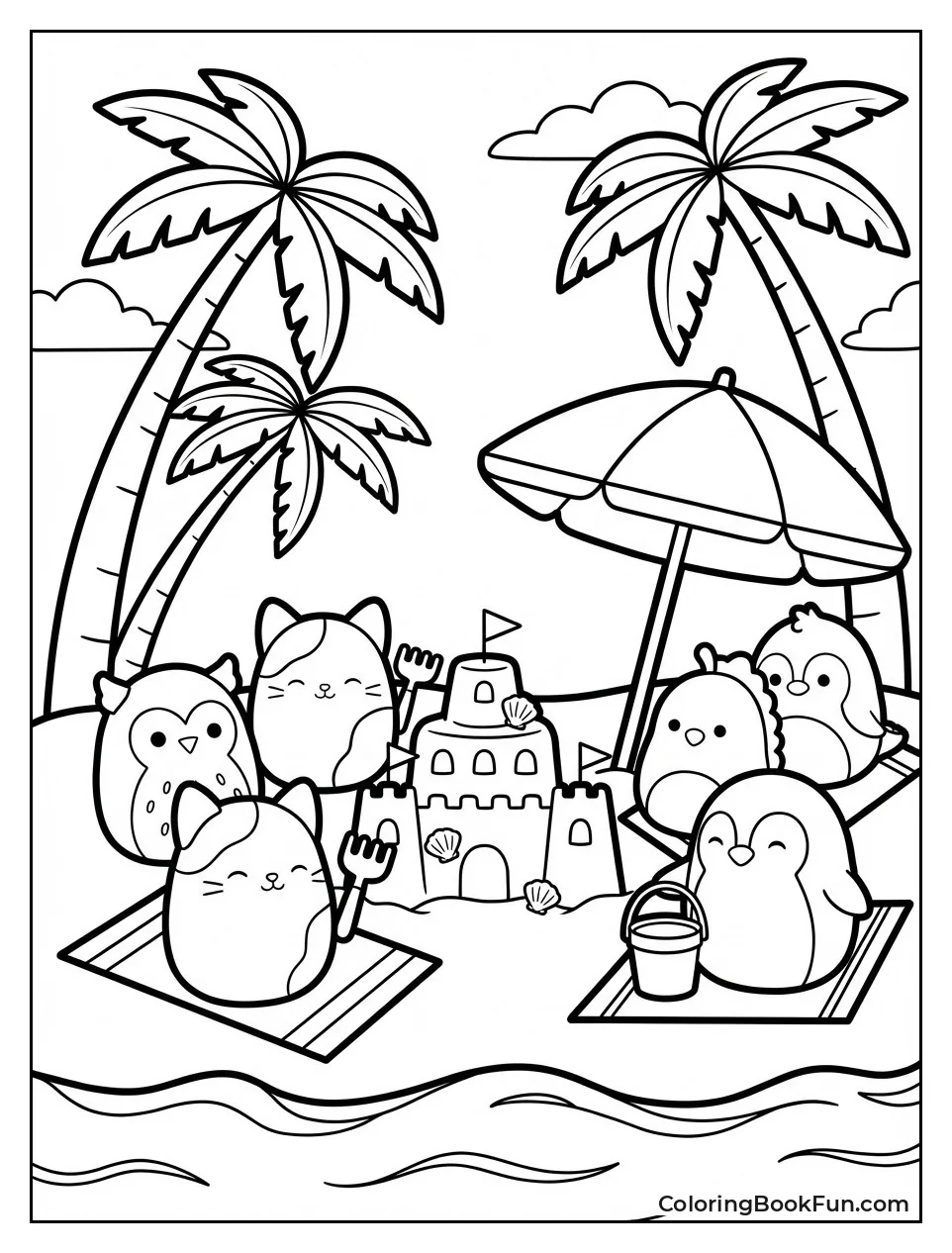 Squishmallows Building Beach Castles