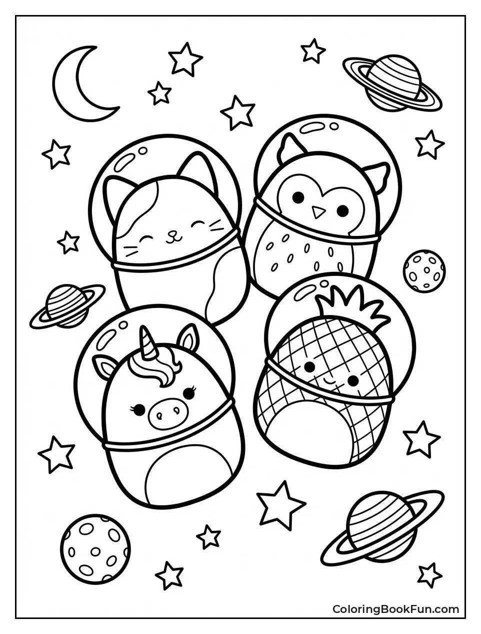 Squishmallows Floating among Stars