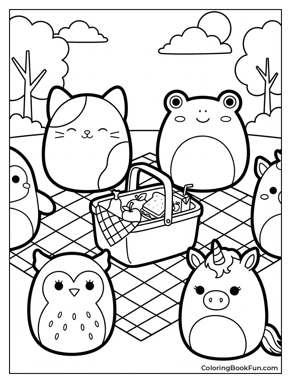 Squishmallows Enjoying Picnic Treats