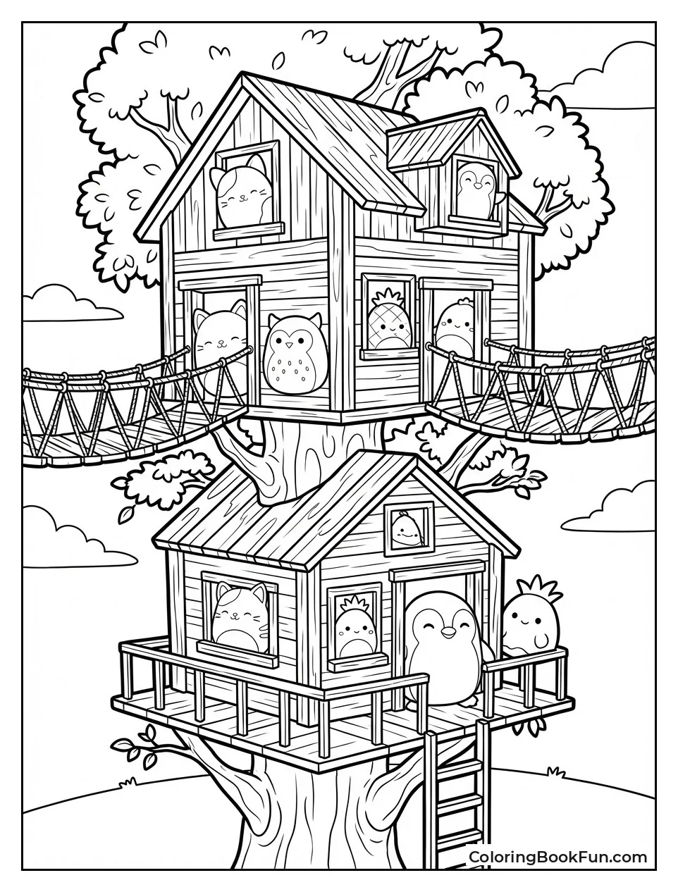 Squishmallows in Treehouse Windows