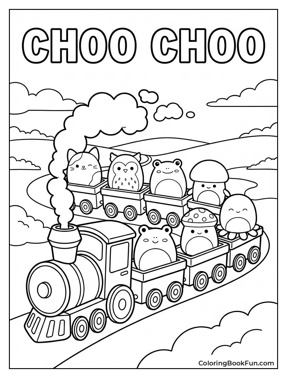 Squishmallows Riding Colorful Train