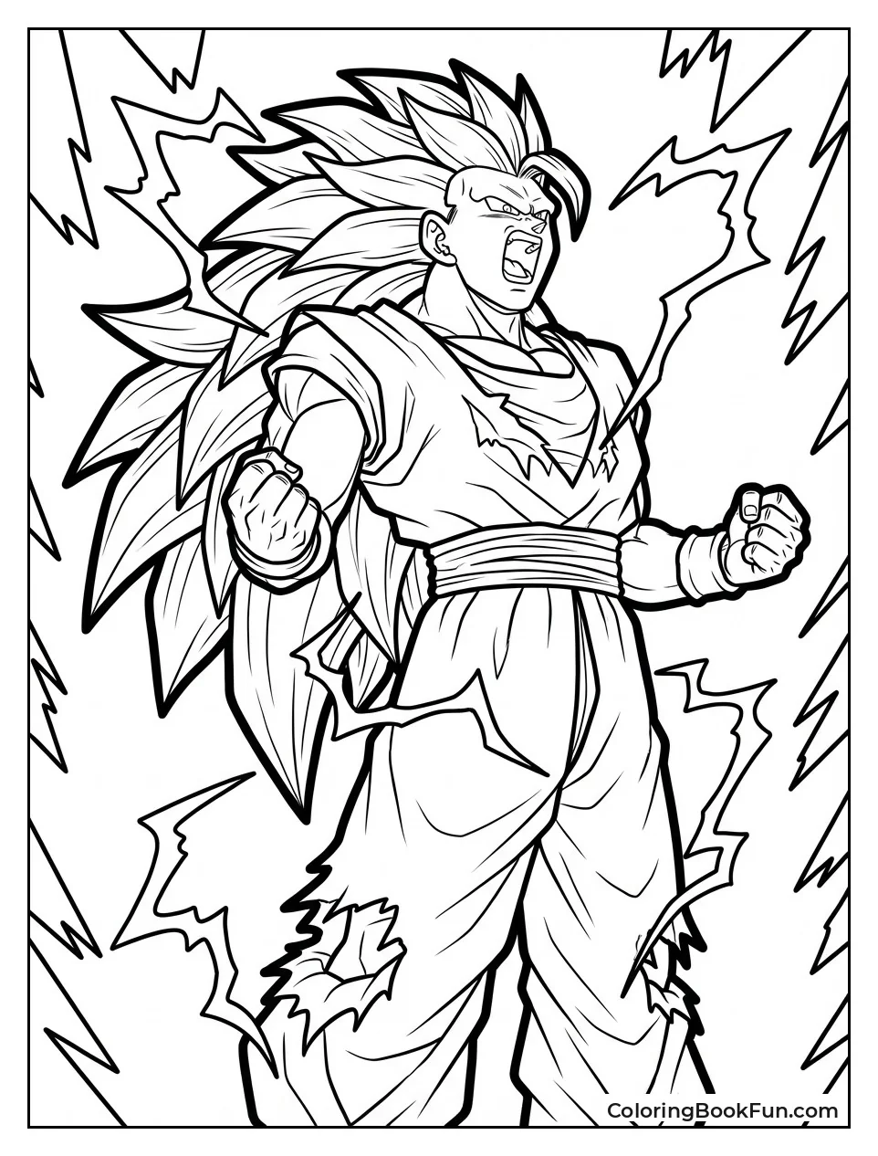 SSJ3 Goku Roars Powerfully