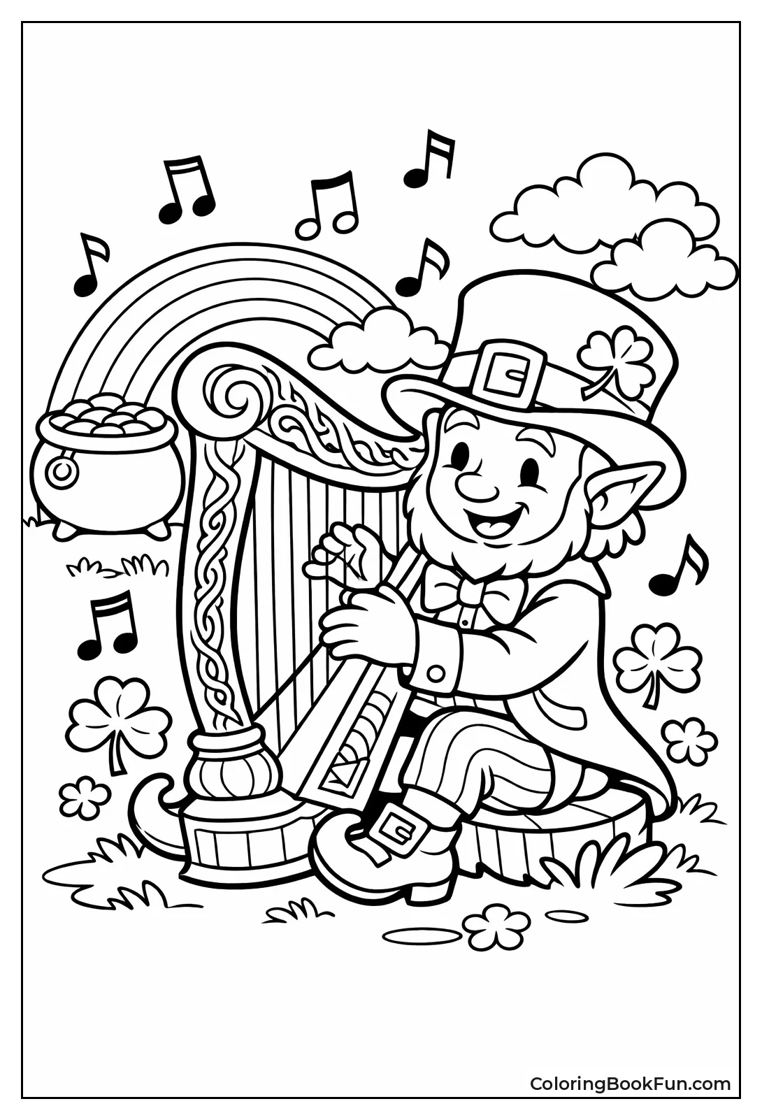 Leprechaun Playing Harp