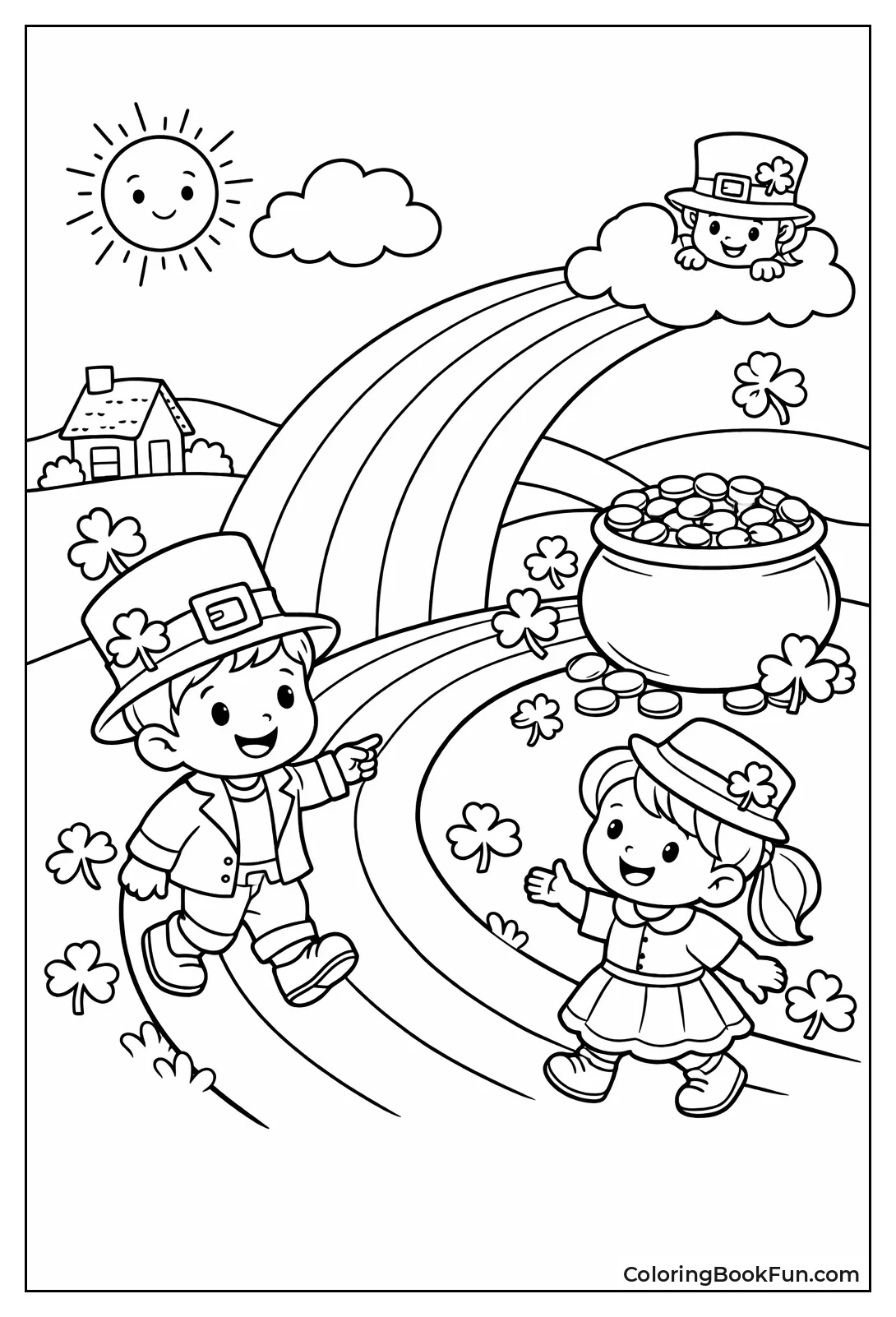 Kids Chasing Rainbow Gold